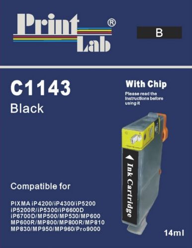 PrintLab Tintenpatrone Black 14ml kompatibel mit Canon CLI-8BK Pixma IP4200 IP5200 MP520