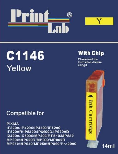 PrintLab Tintenpatrone Yellow 14ml kompatibel mit Canon CLI-8Y Pixma IP4200 IP5200 MP520